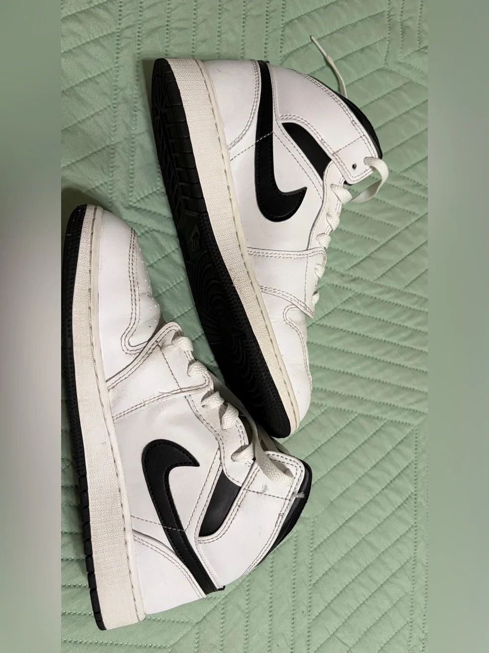 Nike Kids White and Black Mid-Top Sneakers